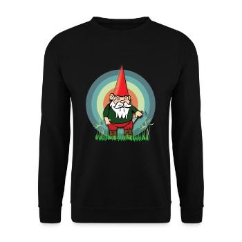 Böser und gemeiner Gartenzwerg Gnom Zwerg - Unisex Pullover - Schwarz - Vorne - Alina (178cm) & Michal (187cm)