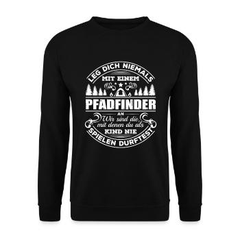 Pfadfindershirt für Pfadfinder, Cooles Geschenk - Unisex Pullover - Schwarz - Vorne - Alina (178cm) & Michal (187cm)