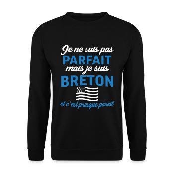 Je ne suis pas parfait mais je suis Breton - Sweat-shirt Unisexe - noir - Devant - Alina (178cm) & Michal (187cm)