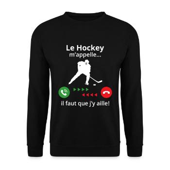 le hockey m'appelle...il faut que j'y aille ! - Sweat-shirt Unisexe - noir - Devant - Alina (178cm) & Michal (187cm)