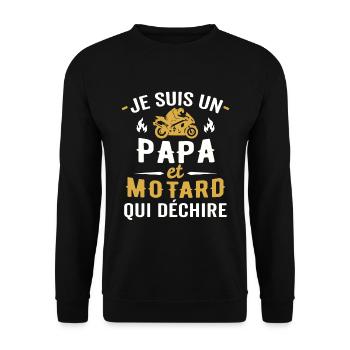 je suis Papa et motard qui déchire - Sweat-shirt Unisexe - noir - Devant - Alina (178cm) & Michal (187cm)