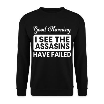 Funny provocative saying, assasin, nasty - Unisex Sweatshirt - black - Front - Alina (178cm) & Michal (187cm)