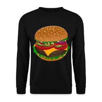 Leckerer Burger Genuss - Unisex Pullover - Schwarz - Vorne - Alina (178cm) & Michal (187cm)