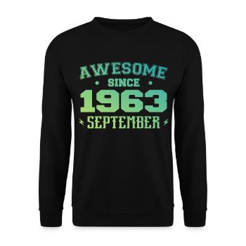 Septembre 1963 Cadeau Anniversaire Septembre 1963 - Sweat-shirt Unisexe - noir - Devant - Alina (178cm) & Michal (187cm)