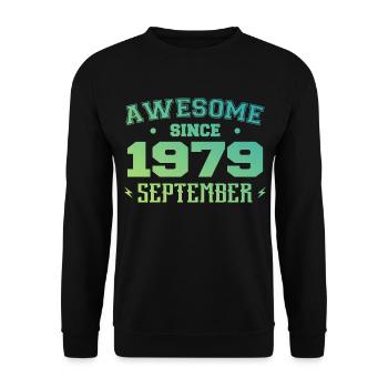 Septembre 1979 Cadeau Anniversaire Septembre 1979 - Sweat-shirt Unisexe - noir - Devant - Alina (178cm) & Michal (187cm)