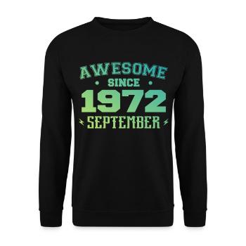 Septembre 1972 Cadeau Anniversaire Septembre 1972 - Sweat-shirt Unisexe - noir - Devant - Alina (178cm) & Michal (187cm)