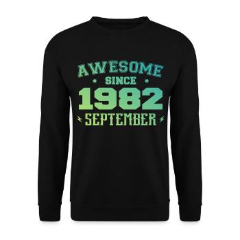 Septembre 1982 Cadeau Anniversaire Septembre 1982 - Sweat-shirt Unisexe - noir - Devant - Alina (178cm) & Michal (187cm)