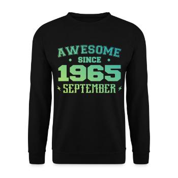 Septembre 1965 Cadeau Anniversaire Septembre 1965 - Sweat-shirt Unisexe - noir - Devant - Alina (178cm) & Michal (187cm)