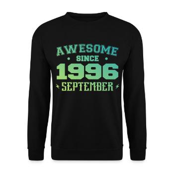 September 1996 Geburtstagsgeschenk September 1996 - Unisex Pullover - Schwarz - Vorne - Alina (178cm) & Michal (187cm)