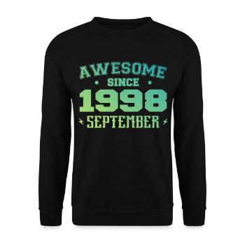 Septembre 1998 Cadeau Anniversaire Septembre 1998 - Sweat-shirt Unisexe - noir - Devant - Alina (178cm) & Michal (187cm)