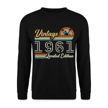 Anniversaire 64 Ans | Millésime 1961 Cadeau 1961 - Sweat-shirt Unisexe - noir - Devant - Alina (178cm) & Michal (187cm)