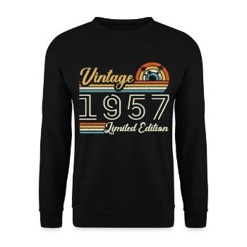 Anniversaire 68 Ans | Millésime 1957 Cadeau 1957 - Sweat-shirt Unisexe - noir - Devant - Alina (178cm) & Michal (187cm)