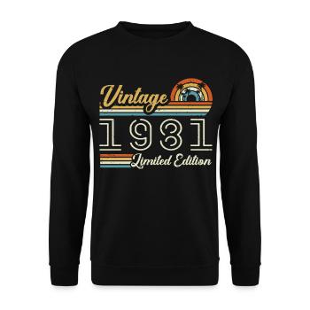 44 Jahre Geburtstag | Jahrgang 1981 Geschenk 1981 - Unisex Pullover - Schwarz - Vorne - Alina (178cm) & Michal (187cm)