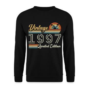 Anniversaire 28 Ans | Millésime 1997 Cadeau 1997 - Sweat-shirt Unisexe - noir - Devant - Alina (178cm) & Michal (187cm)