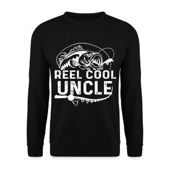Reel Cool Uncle Fishing Daddy Fathers Day Dad Gift - Unisex Sweatshirt - black - Front - Alina (178cm) & Michal (187cm)
