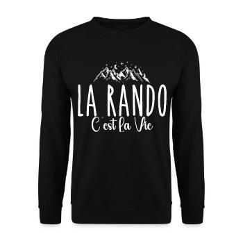 Wandern ist Leben. Humor, Leidenschaft, Wandern - Unisex Pullover - Schwarz - Vorne - Alina (178cm) & Michal (187cm)