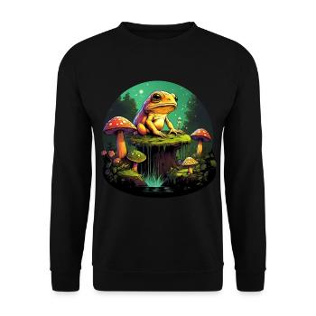 Grenouille Cottagecore dans une forêt magique - Sweat-shirt Unisexe - noir - Devant - Alina (178cm) & Michal (187cm)