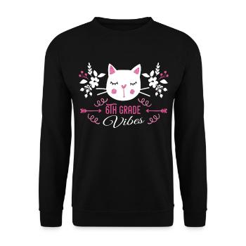6th grade | Grade Vibes Back to School Cute Cat - Sweat-shirt Unisexe - noir - Devant - Alina (178cm) & Michal (187cm)