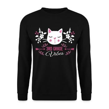 3rd grade | Grade Vibes Back to School Cute Cat - Unisex Sweatshirt - black - Front - Alina (178cm) & Michal (187cm)