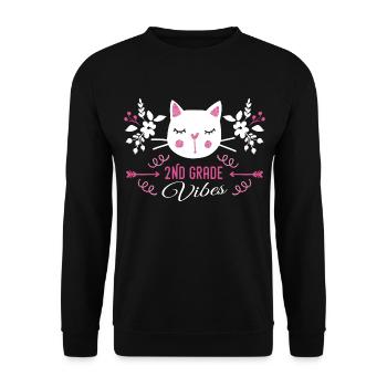 2nd grade | Grade Vibes Back to School Cute Cat - Sweat-shirt Unisexe - noir - Devant - Alina (178cm) & Michal (187cm)