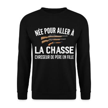 chasseur née pour aller à la chasse père et fille - Sweat-shirt Unisexe - noir - Devant - Alina (178cm) & Michal (187cm)