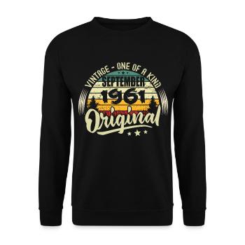 Septembre 1961 Anniversaire 1961 Septembre 1961 - Sweat-shirt Unisexe - noir - Devant - Alina (178cm) & Michal (187cm)