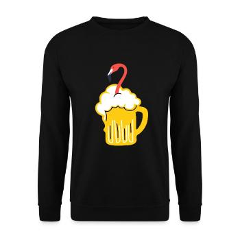 Flamingo Bierglas Bier Geschenk rosa Bierkrug - Unisex Pullover - Schwarz - Vorne - Alina (178cm) & Michal (187cm)
