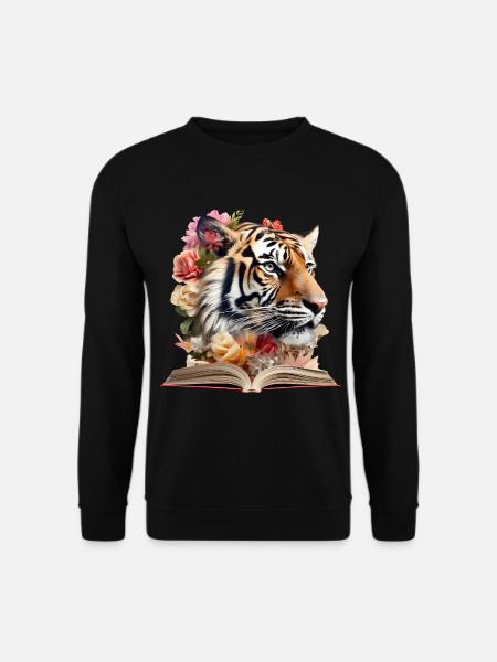 Tiger Lesen Buch - Unisex Pullover - Schwarz