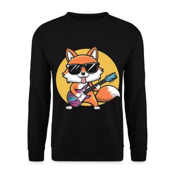 Panda Playing Guitar Gift - Unisex Sweatshirt - black - Front - Alina (178cm) & Michal (187cm)