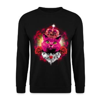 Pink Cat the Queen in Glow - Unisex Sweatshirt - black - Front - Alina (178cm) & Michal (187cm)