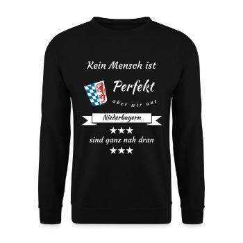 Niederbayern Geschenk Heimat Tracht Bayern Bier - Unisex Pullover - Schwarz - Vorne - Alina (178cm) & Michal (187cm)
