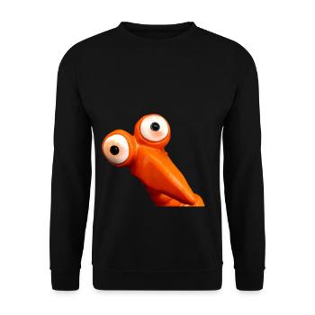 Funny orange bird with big eyes - Unisex Sweatshirt - black - Front - Alina (178cm) & Michal (187cm)