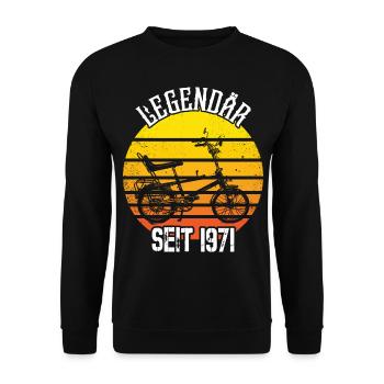 Legendär 1971 50. Jahre Bonanza Fahrrad Kult Gang - Unisex Pullover - Schwarz - Vorne - Alina (178cm) & Michal (187cm)
