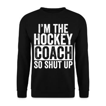Lustiges Geschenk für Hockey Coach Trainer - Unisex Pullover - Schwarz - Vorne - Alina (178cm) & Michal (187cm)