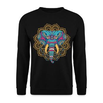 Africa Indian elephant head animal lover yoga - Unisex Sweatshirt - black - Front - Alina (178cm) & Michal (187cm)
