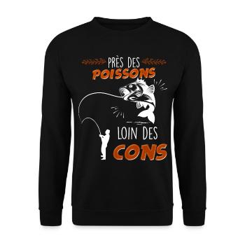 Fisherman away from cons gift idea funny fish - Unisex Sweatshirt - black - Front - Alina (178cm) & Michal (187cm)