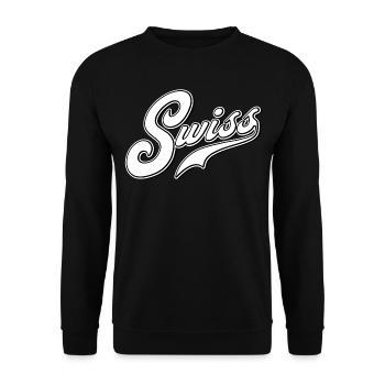 Swiss Logo Schriftzug | Shirt für Schweizer/innen - Unisex Pullover - Schwarz - Vorne - Alina (178cm) & Michal (187cm)