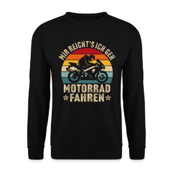 mir reicht's ich geh motorrad fahren - Unisex Pullover - Schwarz - Vorne - Alina (178cm) & Michal (187cm)