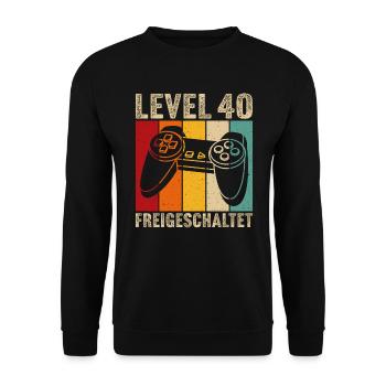 40.Geburtstag - 40 jahre level 40 freigeschaltet - Unisex Pullover - Schwarz - Vorne - Alina (178cm) & Michal (187cm)