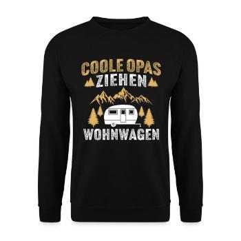 coole opas ziehen wohnwagen - Unisex Pullover - Schwarz - Vorne - Alina (178cm) & Michal (187cm)