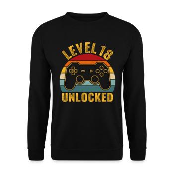 18th birthday - 18 years Gamer Level 18 unlocked - Unisex Sweatshirt - black - Front - Alina (178cm) & Michal (187cm)