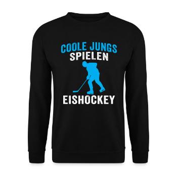 Coole jungs spielen eishockey hockey - Unisex Pullover - Schwarz - Vorne - Alina (178cm) & Michal (187cm)