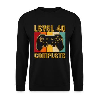 40ème anniversaire - 40 ans Gamer Niveau 40 complet - Sweat-shirt Unisexe - noir - Devant - Alina (178cm) & Michal (187cm)