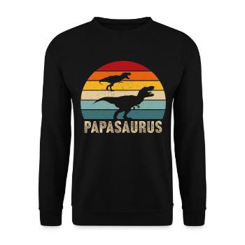 Vater papa papasaurus retro vintage vatertag - Unisex Pullover - Schwarz - Vorne - Alina (178cm) & Michal (187cm)