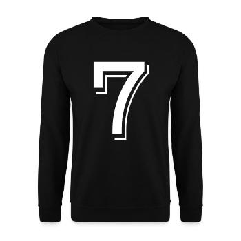 7 years number jersey 7 t-shirt 7 - Unisex Sweatshirt - black - Front - Alina (178cm) & Michal (187cm)