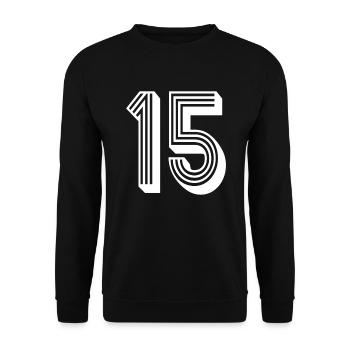 15 years number jersey 15 T-shirt 15 - Unisex Sweatshirt - black - Front - Alina (178cm) & Michal (187cm)