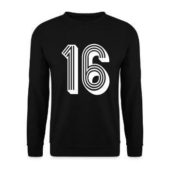 16 ans numéro maillot 16 T-shirt 16 - Sweat-shirt Unisexe - noir - Devant - Alina (178cm) & Michal (187cm)