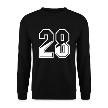 28 years jersey number 28 T-shirt number 28 - Unisex Sweatshirt - black - Front - Alina (178cm) & Michal (187cm)