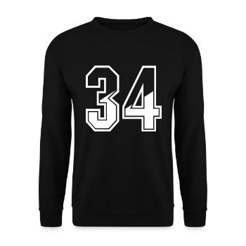 34 years Jersey number 34 T-shirt number 34 - Unisex Sweatshirt - black - Front - Alina (178cm) & Michal (187cm)