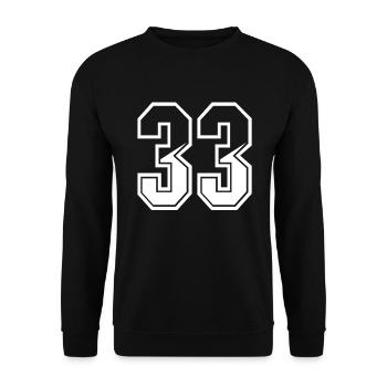 33 years jersey number 33 T-shirt number 33 - Unisex Sweatshirt - black - Front - Alina (178cm) & Michal (187cm)